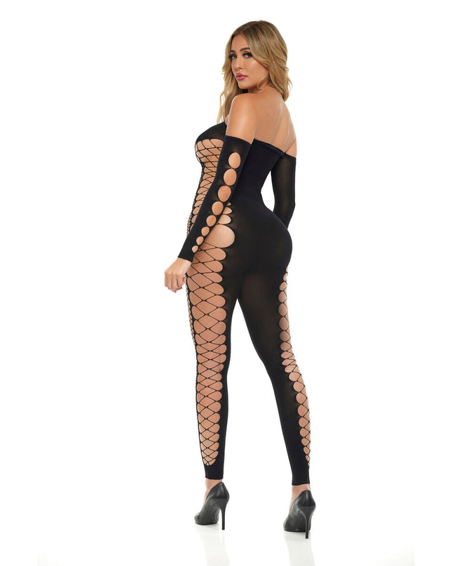 Bodystocking Pink Lipstick Black (One size)-1
