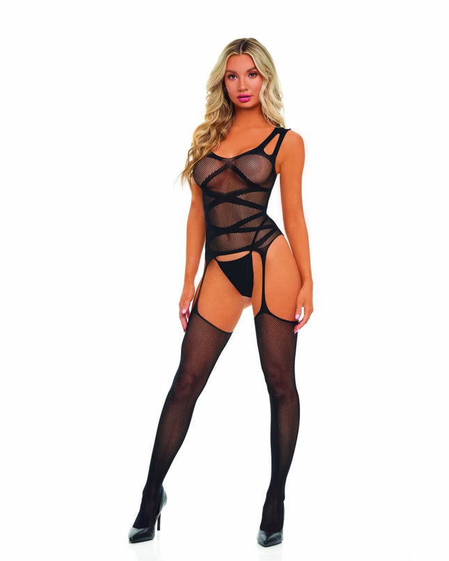 Bodystocking Pink Lipstick Black (One size)-0