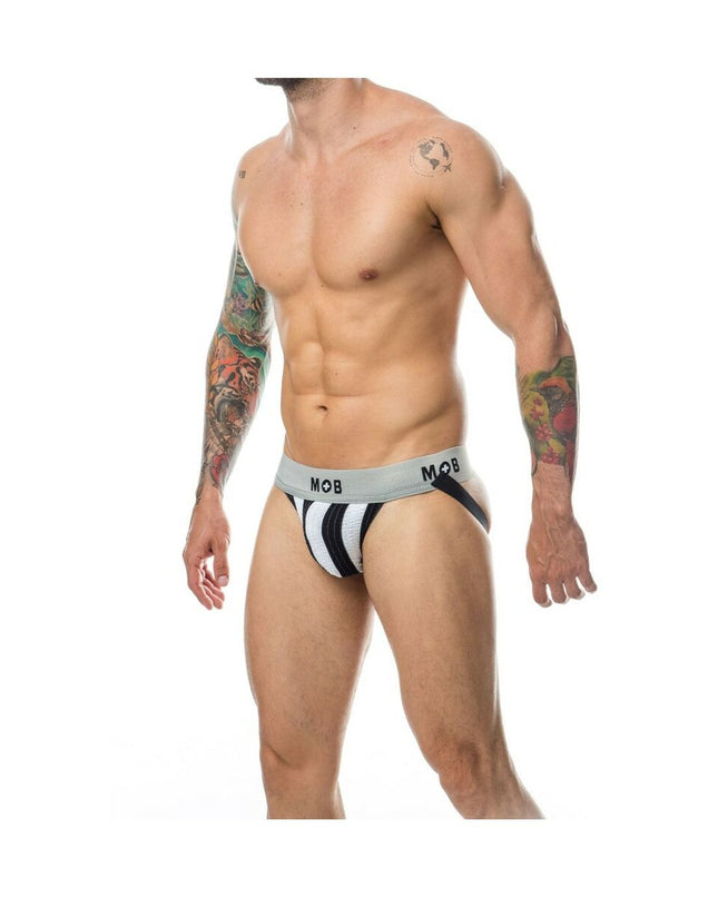 Thong Mob Eroticwear White Black XXL-1