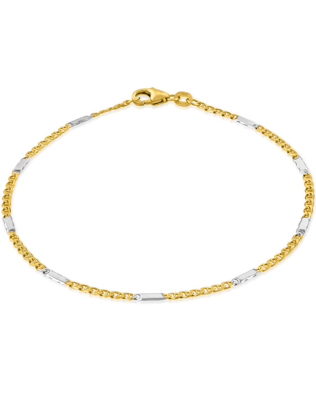 Armband Panzerkette TIMELESS Modern 14k Echtgold & Silber Rhodiniert-0