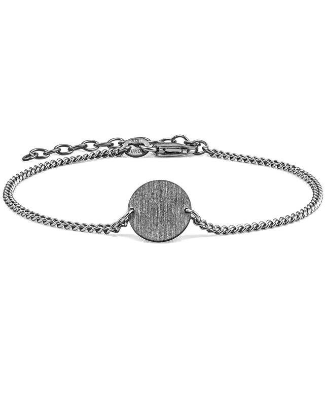 Armband Panzerkette CIRCLE Schwarz Rhodiniert-0