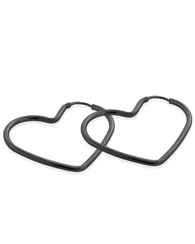 Creolen HEART Schwarz Rhodiniert-0