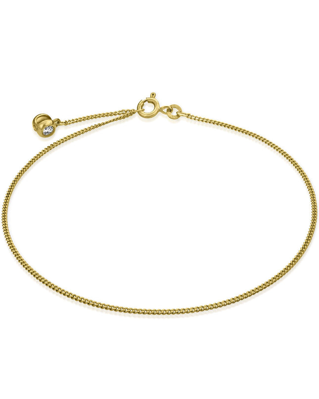 Fußkette Panzerkette mit Zirkonia TIMELESS 8k Gold-0