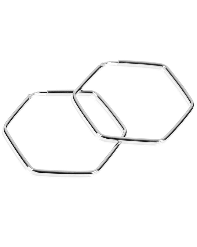 Creolen HEXAGON Klassisch Silber Rhodiniert-0