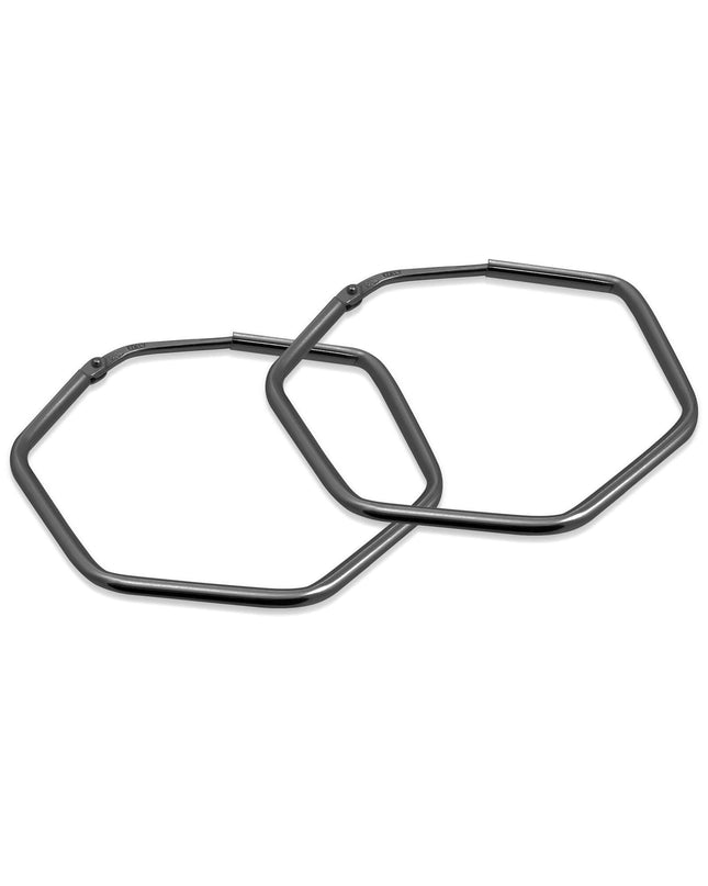 Creolen HEXAGON Dezent Schwarz Rhodiniert-0