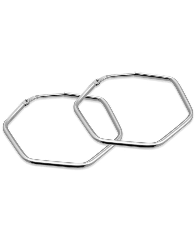 Creolen HEXAGON Dezent Silber Rhodiniert-1