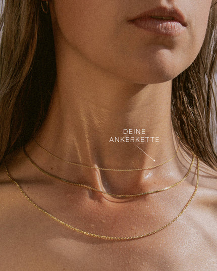 Ankerkette DELICATE Zart 14k Echtgold Diamantiert-1