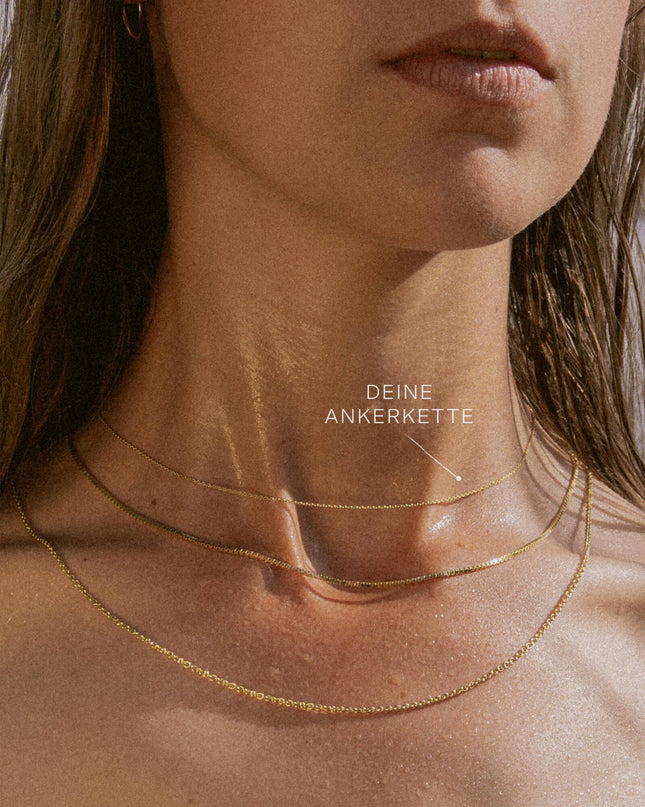 Ankerkette DELICATE Zart 14k Echtgold Diamantiert-1