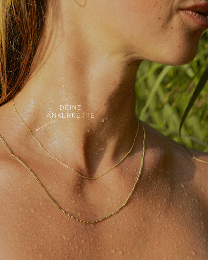 Ankerkette DELICATE Zierlich 14k Echtgold Diamantiert-2