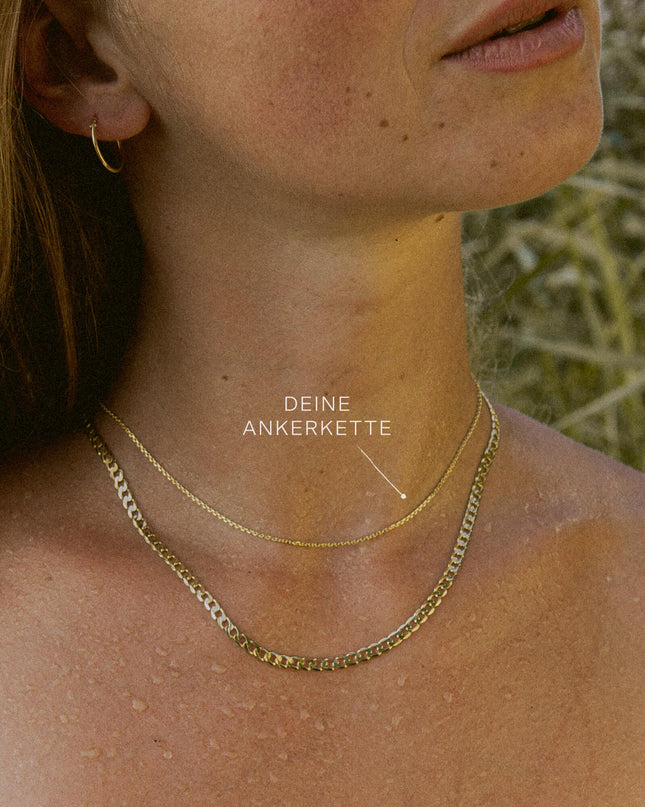 Ankerkette DELICATE Filigran Diamantiert 8k Gold-1