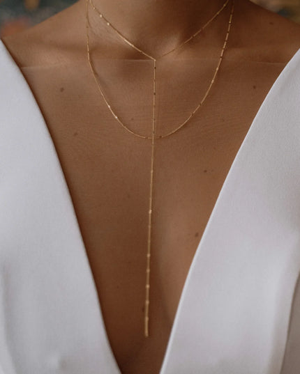 AVA Y DROP DOUBLE LAYER NECKLACE-1