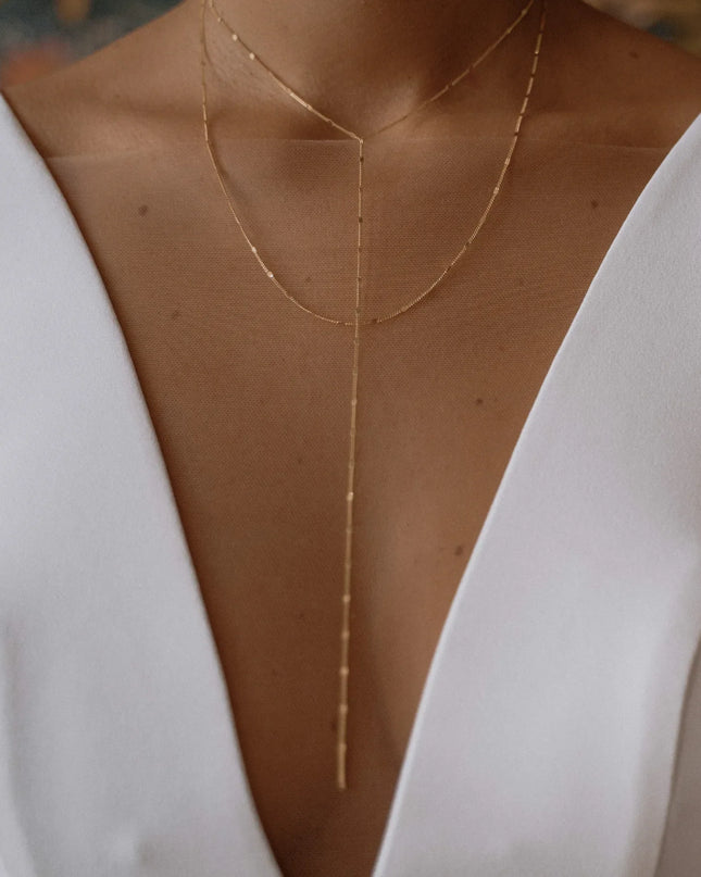AVA Y DROP DOUBLE LAYER NECKLACE-1