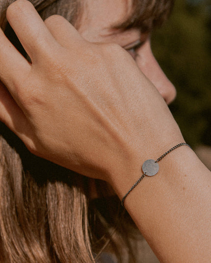 Armband Panzerkette CIRCLE Schwarz Rhodiniert-3