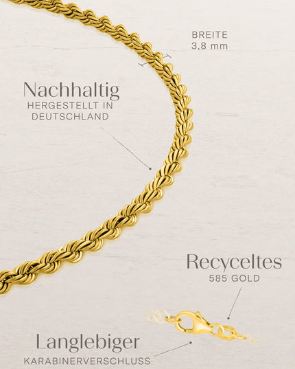 Armband Kordelkette SWIRL 14k Echtgold-2