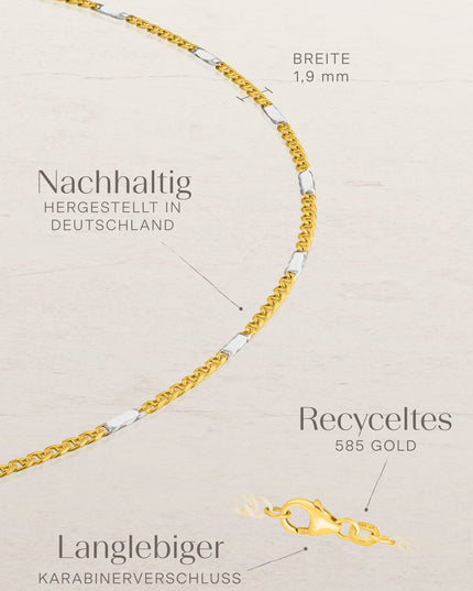 Armband Panzerkette TIMELESS Modern 14k Echtgold & Silber Rhodiniert-1