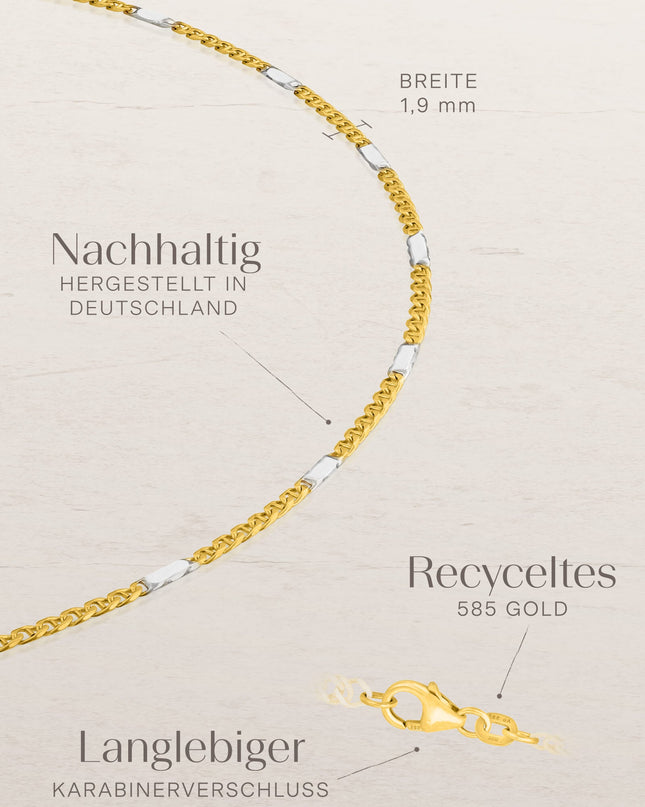 Armband Panzerkette TIMELESS Modern 14k Echtgold & Silber Rhodiniert-1