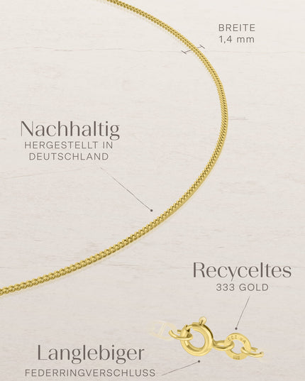 Fußkette Panzerkette mit Zirkonia TIMELESS 8k Gold-1