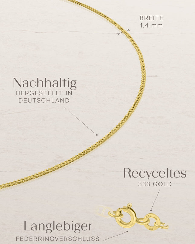 Fußkette Panzerkette mit Zirkonia TIMELESS 8k Gold-1