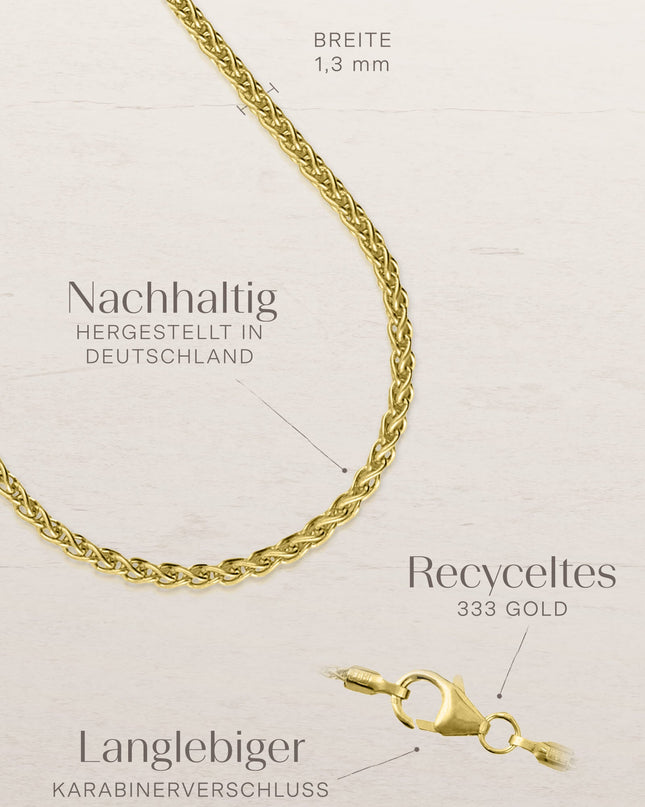 Zopfkette TWIST Filigran 8k Gold-1