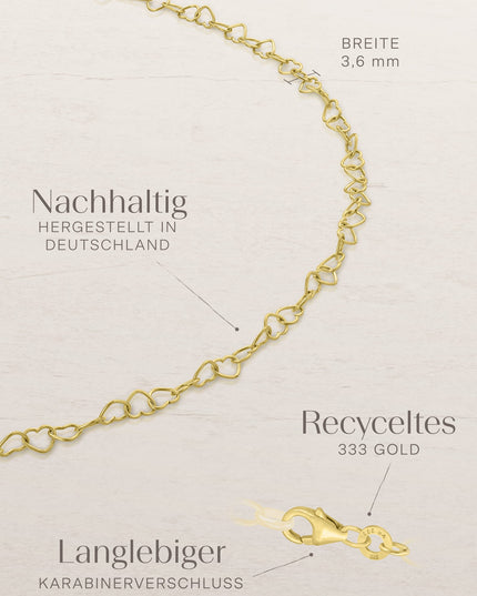 Fußkette Herzkette HEART 8k Gold-3