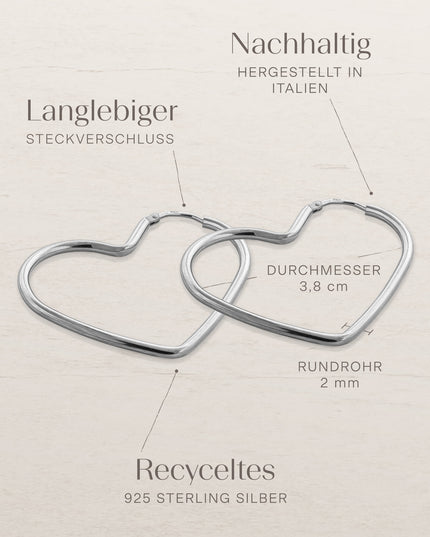 Creolen HEART Silber Rhodiniert-3