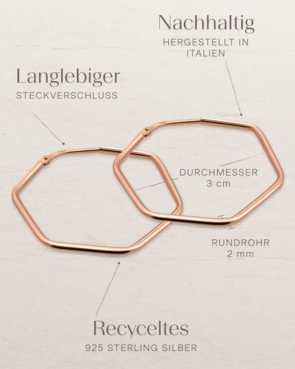 Creolen HEXAGON Dezent Roségold Vergoldet-4