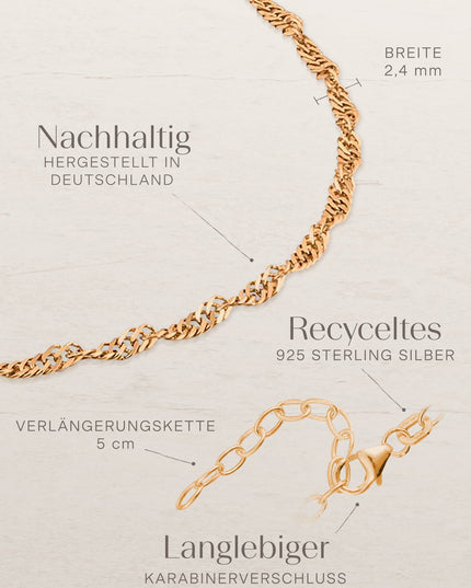 Fußkette Singapurkette SINGAPORE Roségold Vergoldet-4