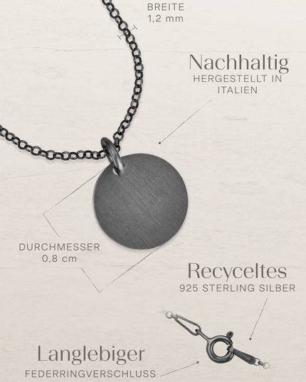 Kettenanhänger CIRCLE 1,2 cm Schwarz-4
