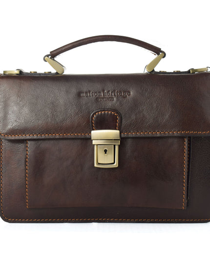 Women's Handbag Maison Heritage EDMOND-MARRON-FONCE Brown 26 x 18 x 8 cm-0