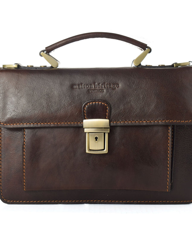 Women's Handbag Maison Heritage EDMOND-MARRON-FONCE Brown 26 x 18 x 8 cm-0