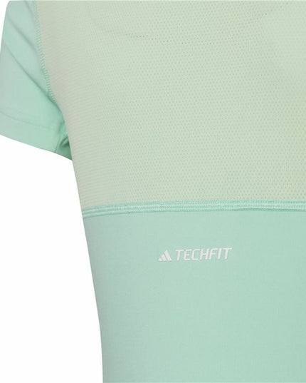 Child's Short Sleeve T-Shirt Adidas Techfit Aeroready Sport Icons Green-4