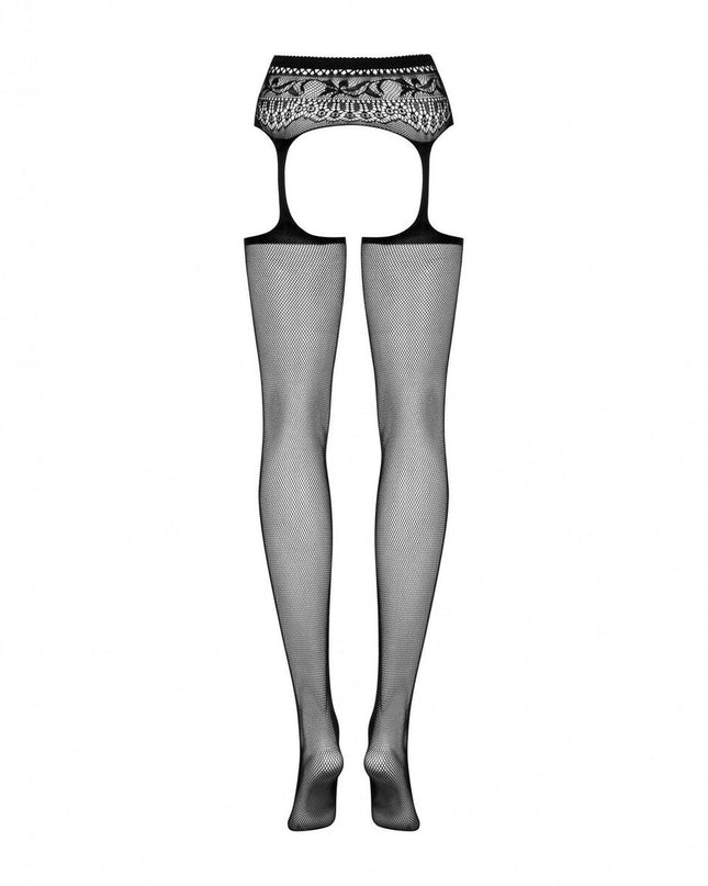 Stockings with Garter Obsessive S307 Black XL/XXL-1