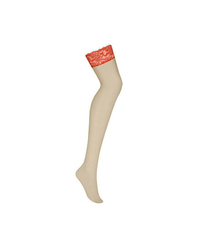 Stockings with Garter Obsessive 838-STO-3 Red S/M-1