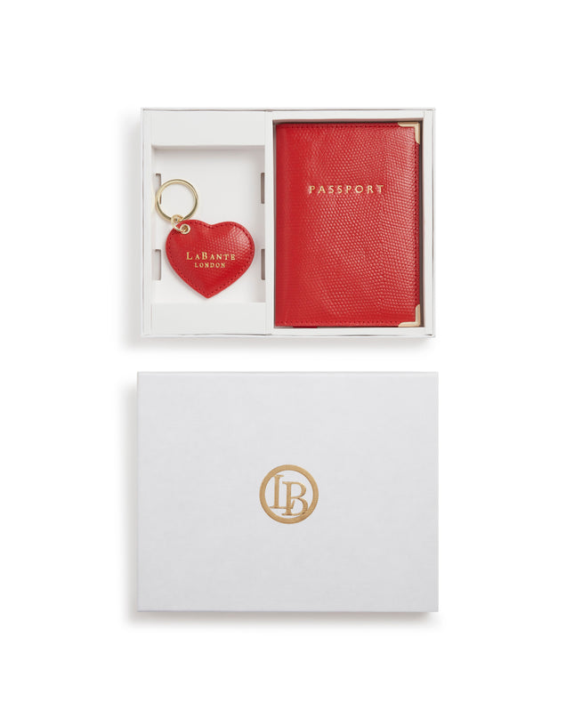 Ash Red Passport holder & Key chain Gift Box-0