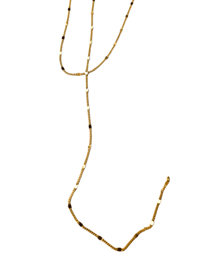 AVA Y DROP DOUBLE LAYER NECKLACE-0