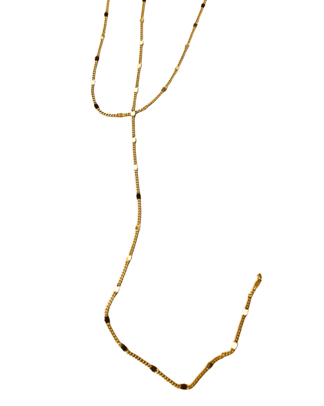 AVA Y DROP DOUBLE LAYER NECKLACE-0