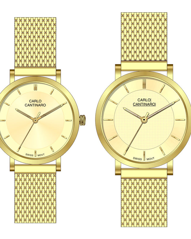 Carlo Cantinaro CC3001SM004 Partnerset Damenuhr Herrenuhr-0