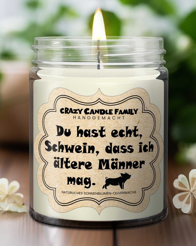 Du hast echt Schwein, dass ich ältere Männer mag. Kerze Geburtstag Geschenk für Ihn Geschenk für Männer Jahrestag für Mann von Frau lustig-1