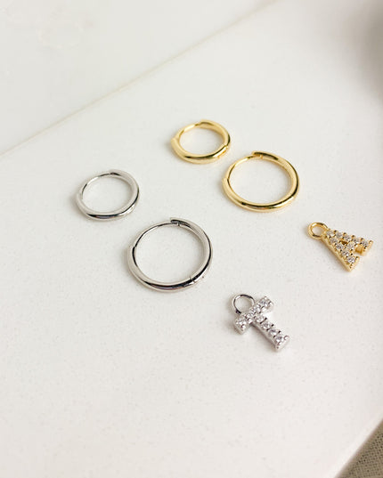MEDIUM HOOPS with LETTER CHARMS-1