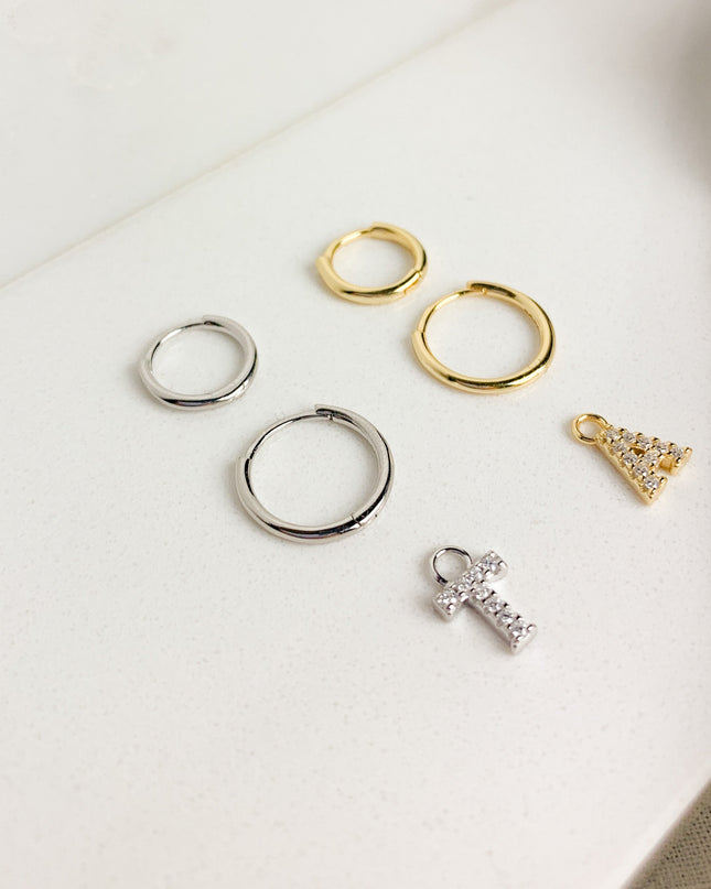 MEDIUM HOOPS with LETTER CHARMS-1
