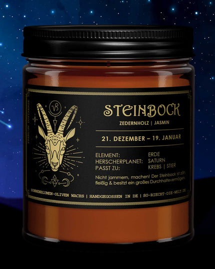 Steinbock Sternzeichen Kerze - Zedernholz | Jasmin-0