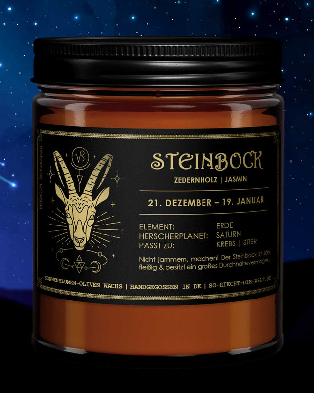 Steinbock Sternzeichen Kerze - Zedernholz | Jasmin-0
