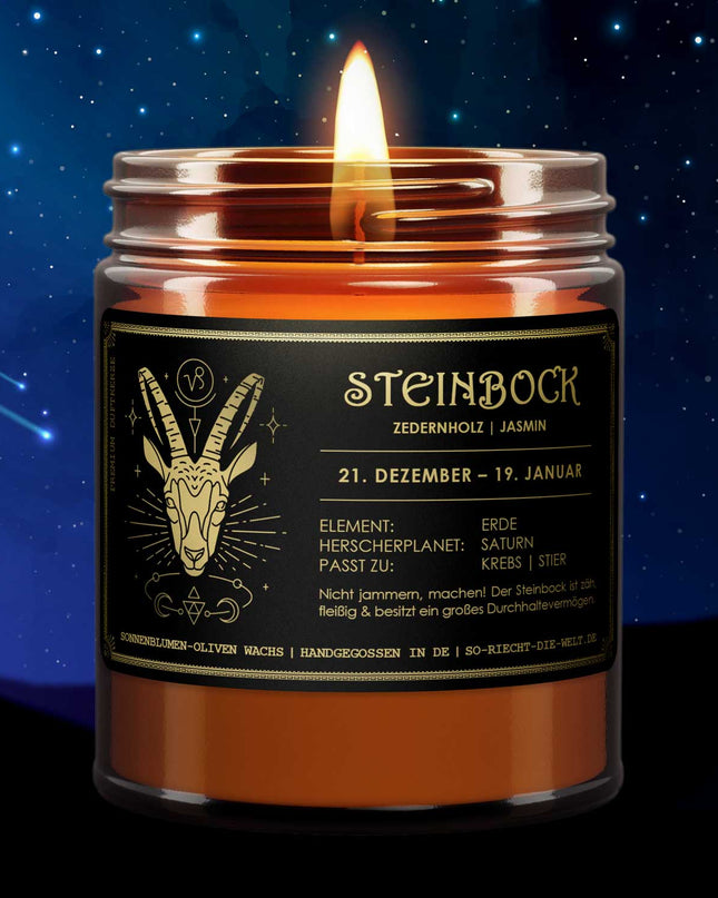 Steinbock Sternzeichen Kerze - Zedernholz | Jasmin-1