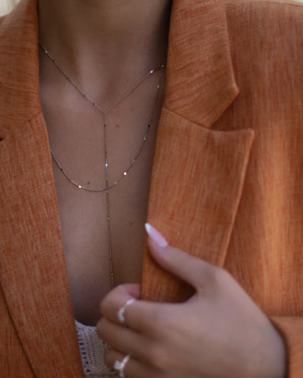 AVA Y DROP DOUBLE LAYER NECKLACE-4