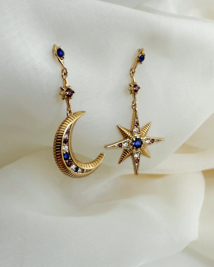 CELESTE MOON & STAR STUDS-2