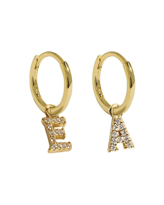 MINI HOOPS with LETTER CHARMS-0