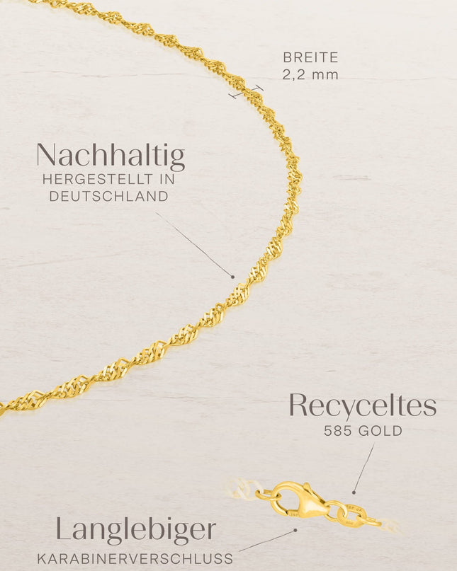 Armband Singapurkette SINGAPORE Elegant 14k Echtgold-1